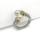 TWO-TONE CREAM PEARL RING #SRJ2339-TT#9