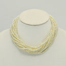Gold Tone Metal Multi-Layer Faux Pearl Short Necklace