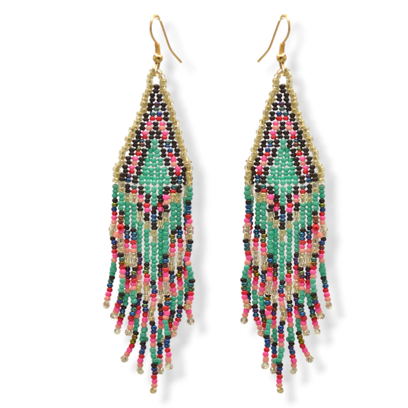 Multi-Color Bohemian Seed Bead Tassel Earrings