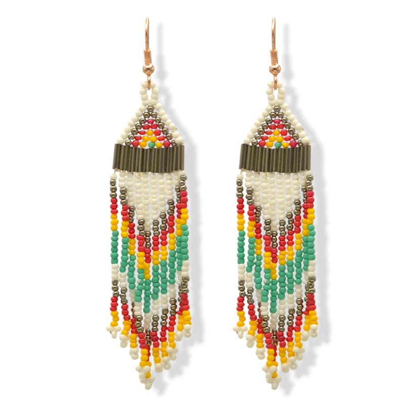 Multi-color Bohemian Seed Bead Tassel Earrings