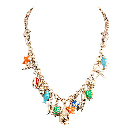 Under the Sea Multi Charm Gold Necklace 