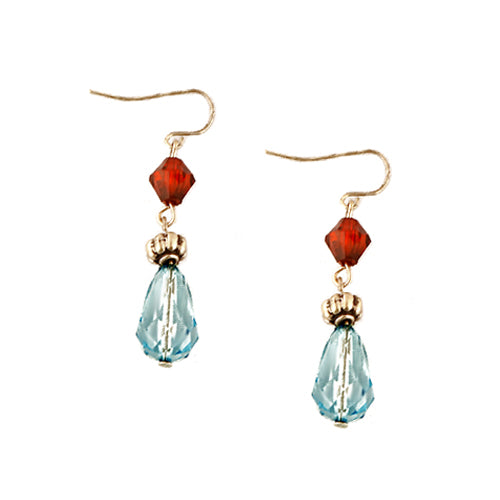 Approx. Size: 35mm Red and Aqua Beads Dangle Earrings 