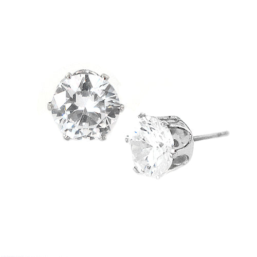 90mm Simple Round Clear Glass Crystal Silver Earrings