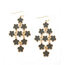 Grey Five Leaf Flowers Bouquet Gold Earrings
