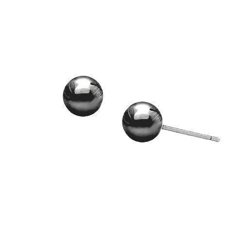 Shiny Hematite Round Ball Stud Earrings