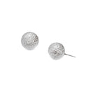 14mm Textured Silver Round Ball Stud Earrings