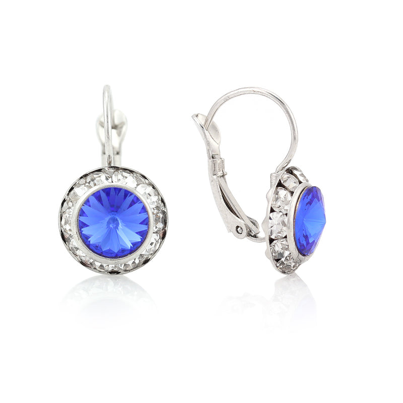 Silver-Tone Blue Crystal Earrings