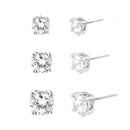60mm, 70mm, 80mm  Simple Round Clear Glass Crystal  Silver Earrings Set of 3pcs