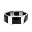 Chic Black Rectangle Bead Silver Stretch Bracelet