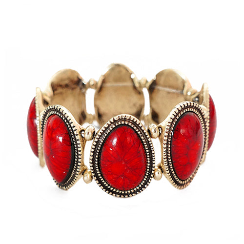 Passionate Red Oval Bead Stretch Bracelet