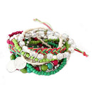 Green and Fuchsia Mixed Multi Stretch Bracelet