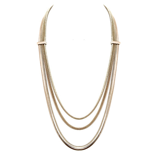 Gold Snake Chain Three-Strand Necklace