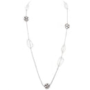 Clear Cut Bead with Fireball Silver Long Necklace