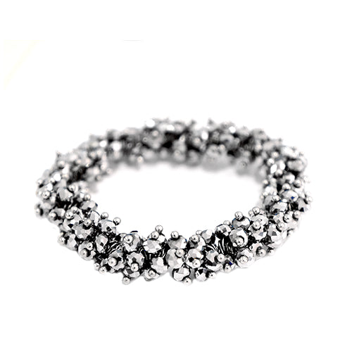 Silver Glass Crystal Seed Beads Stretch Bracelet 