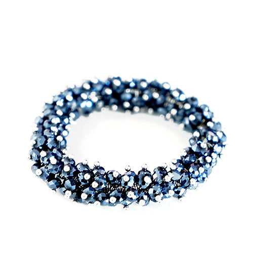 Hematite Glass Crystal Seed Beads Stretch Bracelet