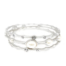 Classic Pearl and Rhinestone with Matt Silver Bracelet Set of 3pcs