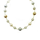 Brown blue pearl shambala necklace