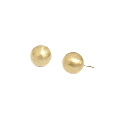 12mm Brushed Matt Gold Round Ball Stud Earrings