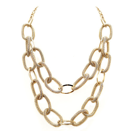 Gold Mesh Linked Chain Necklace