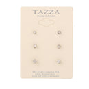 Silver-Tone Metal Graduated Size Set Of 3 Crystal Stud Earrings