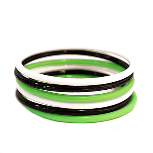 Black Green White Plastic Bangles Set of 6pcs