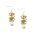 Matt Texture Gold and Silver Ball Grape Dangle Earrings