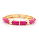 Gold-Tone Fuchsia Enamel Hinged Bracelets