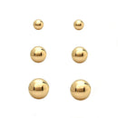 10mm 7mm 5mm Shiny Gold Metal Stud Earring Set of 3pcs
