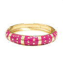 Fuchsia Enmel Gold Metal Decorated Hinged Bracelet