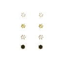 Clear Lime Black Round Earrings Set of 4pcs