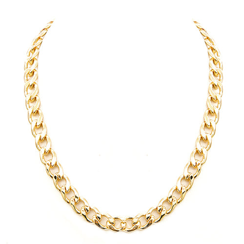 Shiny Gold Metal Linked Chain Necklace