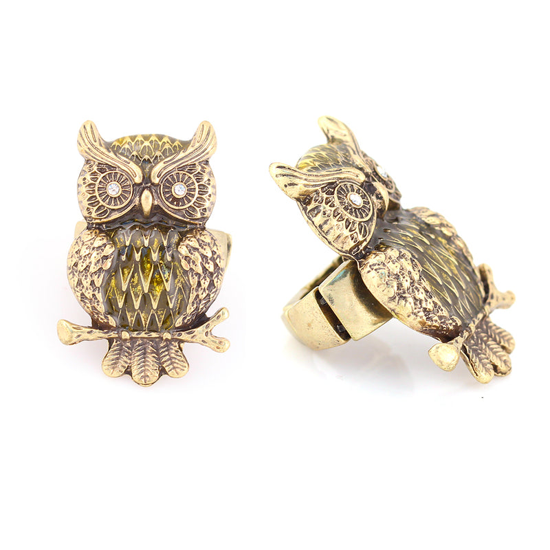 Gold-Tone Metal Owl Ring