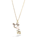 Gold-Oxide Whte Crystals Love Necklace