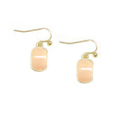 Baby Pink Rectangle Shape Beaded Gold Earrings