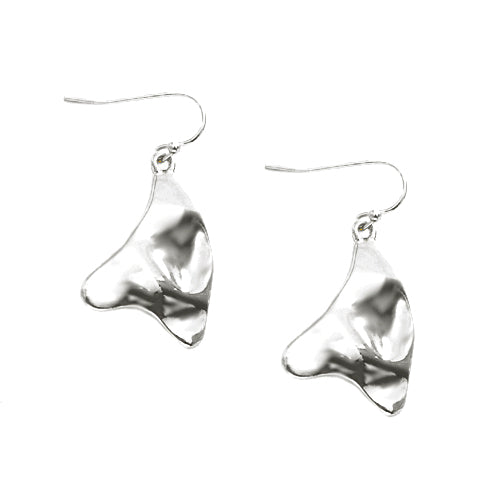 Shiny Silver Hammered Geometric Earrings