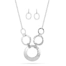 Gold Open Circle Hammered Link necklace And Earrings Set