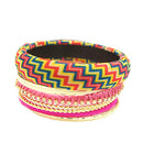 Rose Mixed Chevron Cotton with Gold Bangles Set of 7pcs 