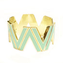 Mint Enamel Chevron Gold Hinged Bracelet