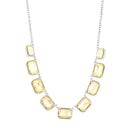 Silver-Oxide Tone Yellow Crystals Necklae