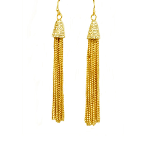 Gold chain chandelier earrings with rhinestones