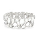 Silver-Tone White Crystal Stretch Bracelets