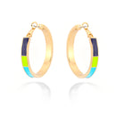 Gold-Tone Turquoise Green And Blue Hoop Earrings