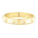 Gold-Tone Metal White Enamel Hinged Bracelets