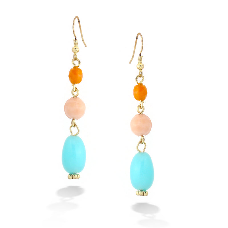 Gold-Tone Multi Color Beads Earrings