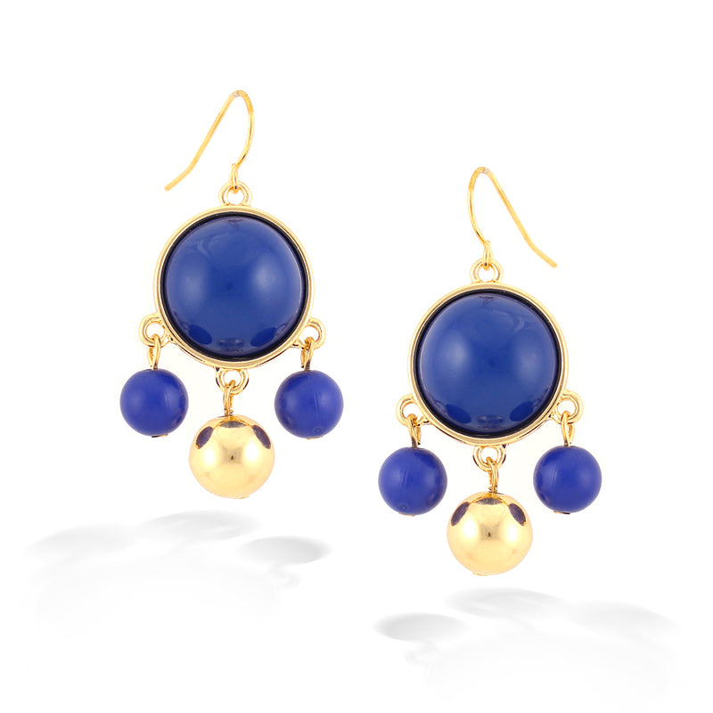 Gold-Tone Metal Blue Earrings