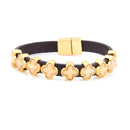 Gold-Tone Metal Mop Leather Bracelets