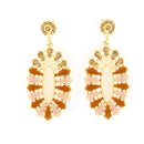 Gold-Tone Metal Brown Champagne Crystal Earrings