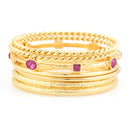 Gold-Tone Amethyst Set Of 7 Bangles