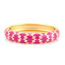 Gold-Tone Fuschia Enamel Hinged Bracelets