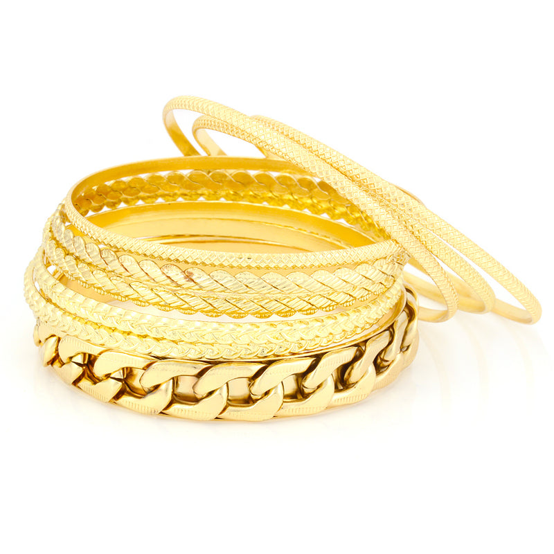 Gold-Tone Set Of 9 Bangles